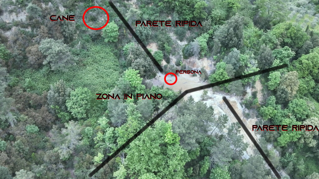 Una vista della zona in cui ho trovato la canina smarrita sulla parete scoscesa